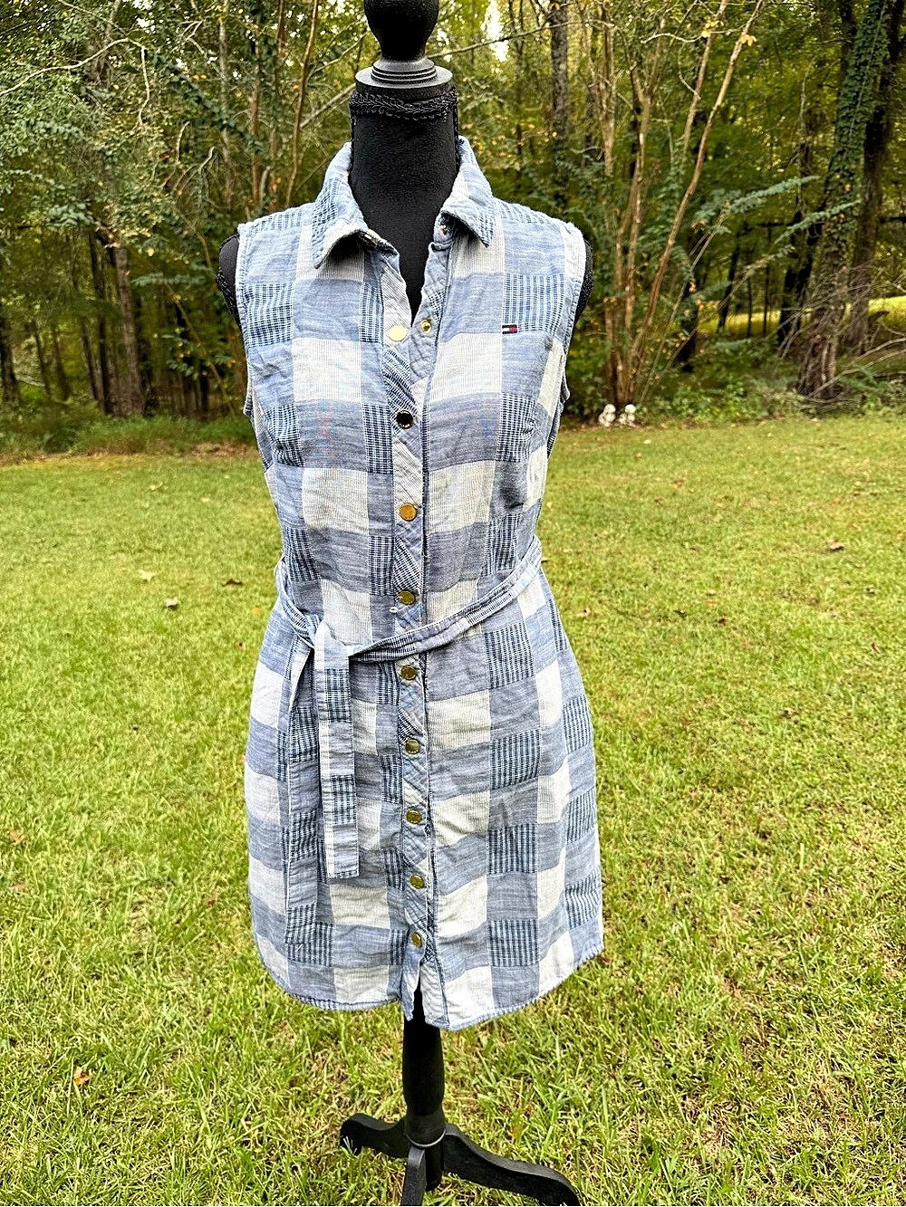 Tommy Hilfiger Plaid Mini Dress Blue & White Size 6